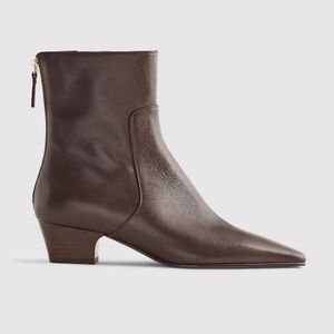 Madewell The Lexi Ankle Boot in Turkish Coffee Brown Leather Zip Heel Size 7